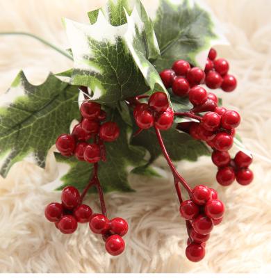 China Hot Selling Fashional QSG013 Cherry Branches Artificial Berry Fruit with Fruits for Christmas Home Decoration for sale