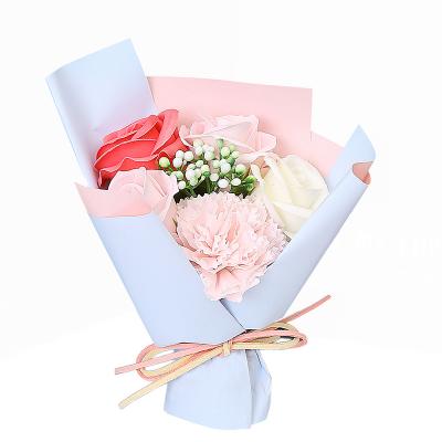 China Wholesale M55 Eco-friendly Rose Bouquet Everlasting Red Rose Flower Rose Box Soap Rose Bouquet Artificial Flowers for sale