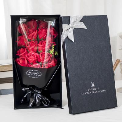 China Fashional factory direct colorful soap flower bouquet gift box rose flowers C-SFG004 for valentine's day mother's day gift for sale