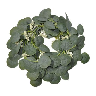 China Fashional C-V008 Amazon Hot Selling Silk Eucalyptus Leaves Vines Artificial Fake Eucalyptus Garland Hanging Plants Greenery For Wedding for sale