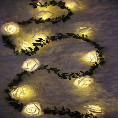 China Wedding Decoration O-X532 Wedding Decoration Rose Garland Led Light Wholesale Cheap Price White Rose Led Lights Led Rose Flower Garland for sale