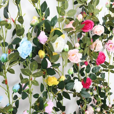 China Fashional G006 Artificial Green Wedding Arch Road Lead Flower Decoration Wall Hanging Vine Vine Rose Vine for sale