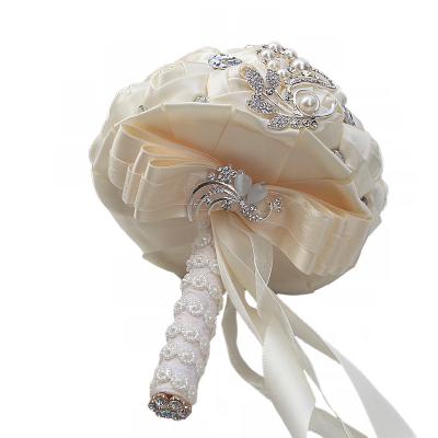 China Fashional D-BB006 Wholesale Luxury Rhinestone Pearl Round Artificial Wedding Bouquets For Bride Bridesmaid for sale