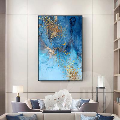 China Modern Abstract Oil Painting Gold Canvas Painting Acrylic Dark Blue Cuadros Wall Art Picture For Living Room Home Decor for sale