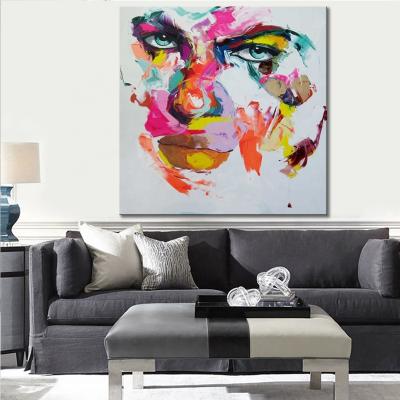 China Modern Abstract Knife Painting Portrait Women Face Wall Art Handmade Acrylic Painting Pictures For Living Room Home Decor Hand Painting for sale