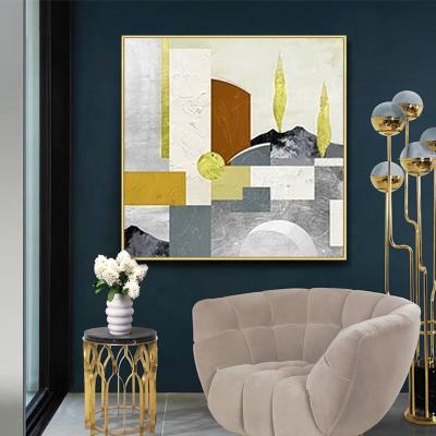 China Modern Abstract Hand Painted Canvas Art Wall Decor of Abstract Shard Geometry for Hotel Home Cafe for sale