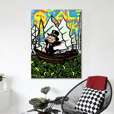 China Modern Wall Art Canvas Painting Modern Fashion Noise Style Art Money Boat American Man For Room Decor Painting Exhibition for sale