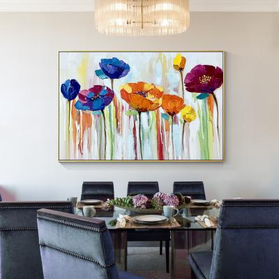 China Impressionist Colorful 3D Flower Texture Oil Painting Hand Painting On Canvas Abstract Nature Floral Painting Art Horizontal Wall Decor for sale