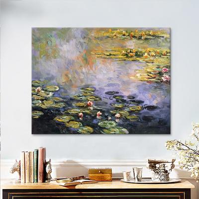 China Modern Oil Paintings Wall Art Canvas Handmade World Famous Claude Monet Lotus Reproduction from China Dafen for sale