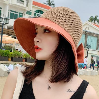 China Sun Visor Hat Summer Fashion Designer Sun Visor Female Hollow Custom Wide Brim Beach Foldable Hat for sale