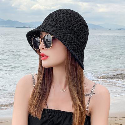 China Bucket Hats Fashion Custom Logo Solid Color Women Winter Plain Fisherman Hat Warm Handmade Crochet Wool Knit Bucket Hat for sale