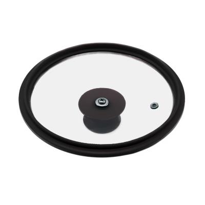 China Duct Hole Frying Pan Hot In Cookware Parts Silicon Rim Pot Lid With 8mm Viable Steamer for sale