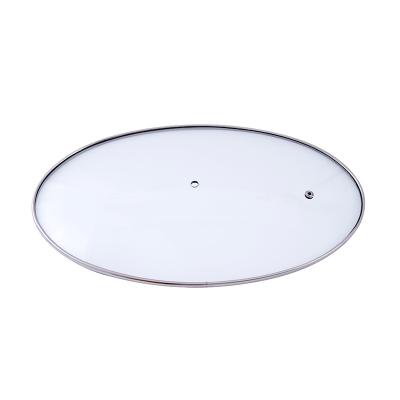 China Viable Tempered Glass Pot Oval Lid With Steam Hole Thickening Vision Pan Cover For Cookware for sale