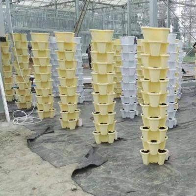 Chine Plastique moderne empilant pot de fleurs verticales pour la culture de substrat à vendre