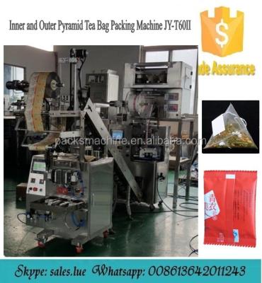 China Beverage Pyramid Tea Bag Packing Machine With Outer Bag Envelop for sale