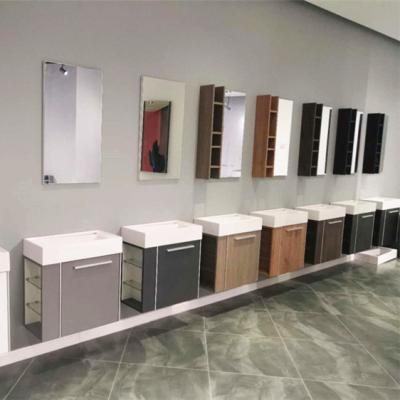 China Luxury European Bathroom With Single Sink Wall Corner Small Modern Bathroom Cabinet With Basin for sale