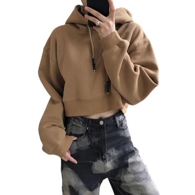 China Anti-wrinkle women's hoodies and sweatshirts crop top pullover custom crop hoodies for sale