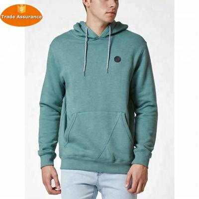 China Anti-pilling Men's Cotton 80 20 Polyester Pullover Hoodies With Solid Teal Color for sale