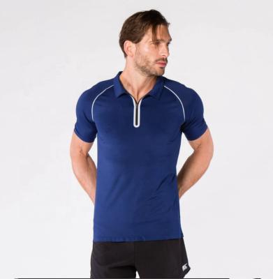 China Spandex Anti-Shrink Design Polyester T-shirt Sport Polo Man Polo Shirts Dry Fit Gym Man Style Fashion Tank Top Zipper Polo Shirt for sale