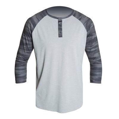 China Anti-pilling Men's Casual Thin Raglan Baseball Sleeve Three Quarter Sleeve Henley T-Shirts for sale