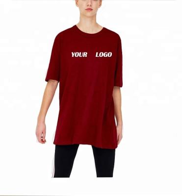 China Anti-pilling 2021 Newest Ladies Long Tops White Oversized T-shirt China Garment Manufacture Cotton Round Neck Red T-shirt for sale