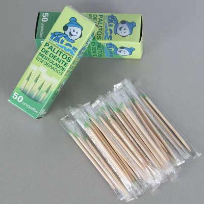 China Wholesale Disposable Eco-Friendly Disposable Mint Bamboo Toothpicks With Custom Package for sale