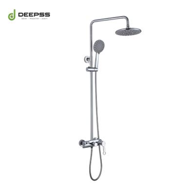 China Without Sliding Bar Wall Mounted Bathroom Shower Faucets Hot Cold Water Hand Shower Chrome Plating Shower Faucet Set System for sale