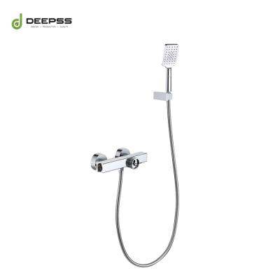 China Without Slide Bar High Flow Push Button Round Chrome Polished Exposed Shower Faucet With Hand Shower for sale