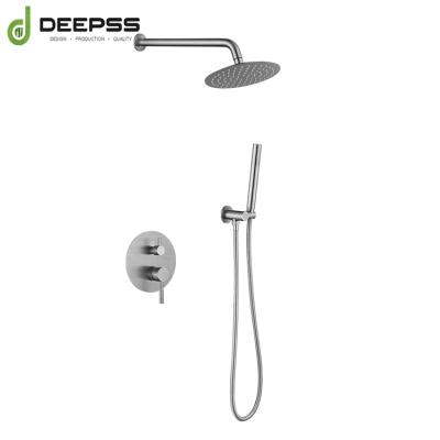 China Deepss Hot And Cold Water 2 Function Sliding Bar Free Bath Taps Concealed Bathroom Gold Contemporary Faucets Rain Shower Set for sale