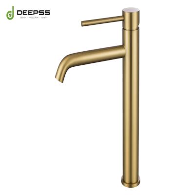 China Competitive Price Deepss Metered Faucets High Brushed Gold Basin Faucet for sale