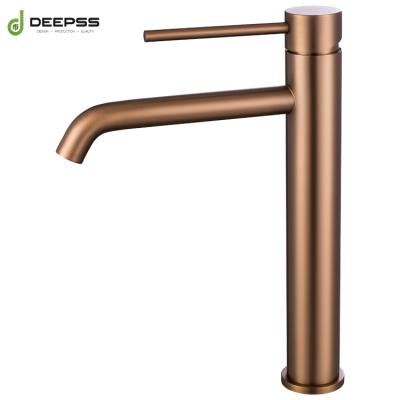 China Metered Faucets ACS Certificated Deck Mounted Rose Golden Basin Faucet Large for sale