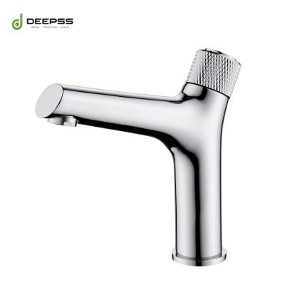 China Modern Single Hole Metered Hot Cold Water Mixer Taps Push Button Bathroom Chrome Plating Sink Faucets Brass Basin for sale