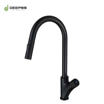 China Matte Black Press Button Copper Single Hole Hot And Cold Metered Faucets Competitive Quality Brass Kitchen Faucet for sale