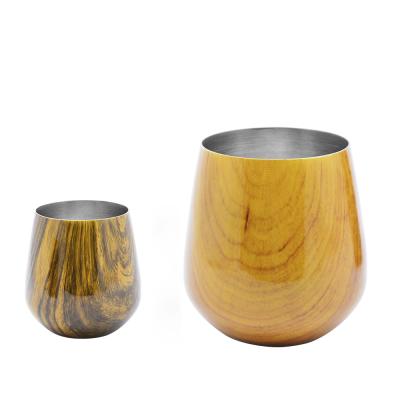 China Sustainable Eco - Friendly Stainless Steel Cup Tumbler Good Quality Coffee Wine Mugs With Wood Grain for sale