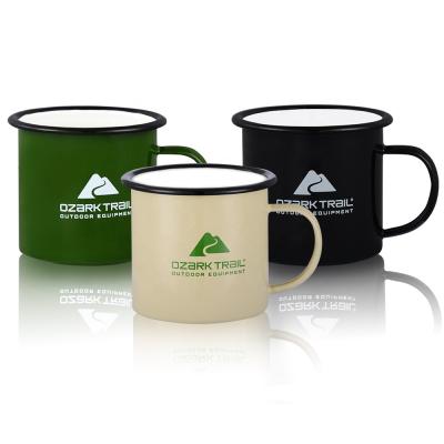 China 500ml enamel cup coffee cup 500ml enamel mug coffee cup wholesale creative metal customized logo enamel mug sustainable eco-friendly white for sale