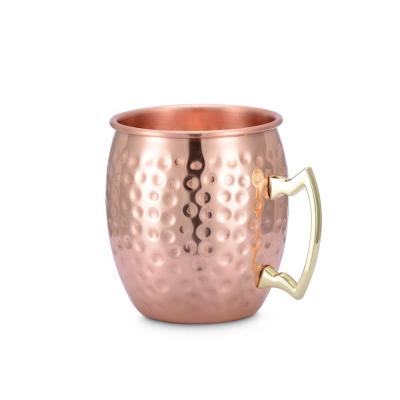 China Amazon Hot Selling 100% Viable Pure Barrel Copper Mug For Moscow Mule Cups Cocktail Copper Brass Mugs for sale