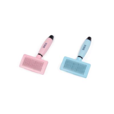 China Sustainable Dog Grooming Brush Pet Self-Cleaning Slicker Brush Cat Deshedding Tool for sale