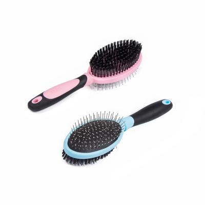 China Sustainable New Design Pet Deshedding Tool Grooming Comb Double Sided Pin Brush for sale