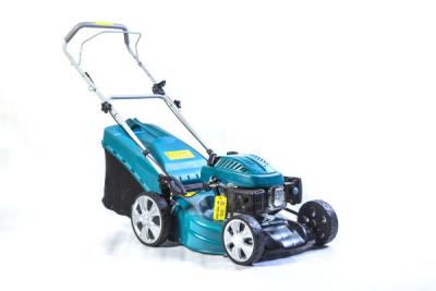 China Hand Push Garden Electric Mowers 139cc Blue Color Central Height Adjustment for sale