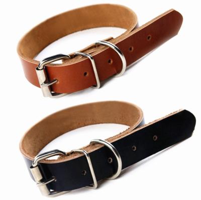 China Durable Heavy Duty Genuine Dog Training Leather Pet Collar For Walking for sale