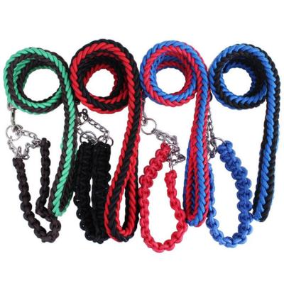 China Large Sustainable Wholesale Nylon Pet Braided Rope Leads Braided Collar Dog Walking Leash for sale