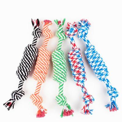 China Sustainable Hot Sale Candy Train Knot Cotton Rope Funny Pet Chew Pet Toys for sale