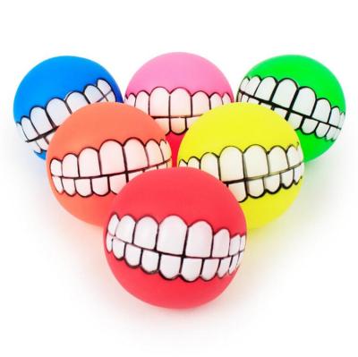 China Viable Cheap Funny Pet Toys Spherical Teeth Forming Sound Vinyl Rubber Dog Ball Toy for sale