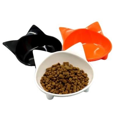 China Melamine Sustainable Creative Cute Cat Shaped Anti-slip Pet Water Feeding Bowl for sale