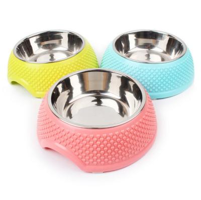 China Sustainable Wholesale Plastic Single Pet Feeding Bowl Stainless Steel Dog Food Bowl for sale