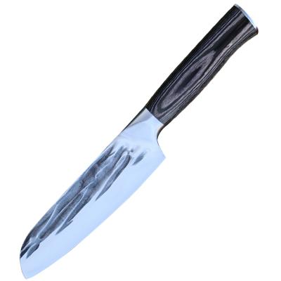 China 7inch santoku knife PAKKA handle kitchen knife 7inch viable professional wooden blade 5Cr15MoV Japan chef sharp handmade forged knife for sale