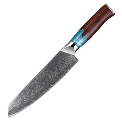 China Newest viable 8inch VG10 Resin and Rosewood Handle Kitchen Cutting Knife Steel Forged kiritsuke 67layers Damascus Japan for sale