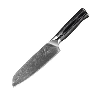 China Sales Color Sales Japanese Santoku Knives 7inch VG10 Damascus 67layer 10Cr15CoMoV Sharp Blade Kitchen Viable Wood Steel Knife Sharp Blade for sale