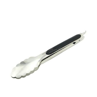 China Sustainable Hot Sales Non Slip Black Handle Stainless Steel Food Tongs for sale