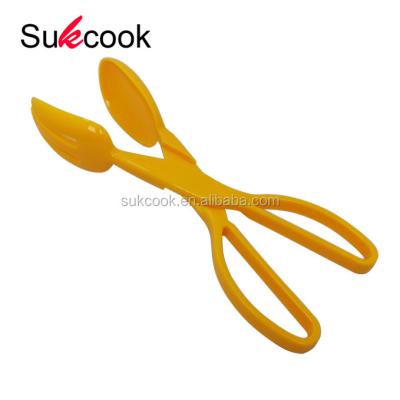 China Sustainable Multi-Funtion Yellow Plastic Salad Tongs For Kitchenware Server for sale